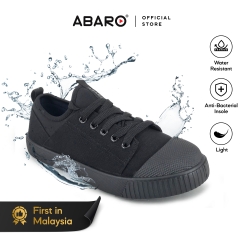 Black School Shoes Water Resistant Canvas W2631A Primary | Secondary Unisex ABARO